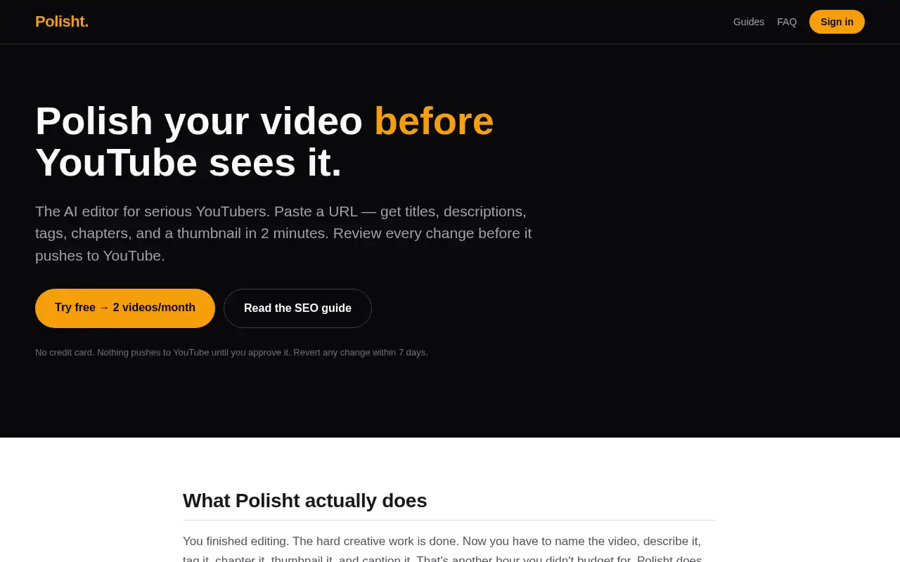 Screenshot of the Polisht interface